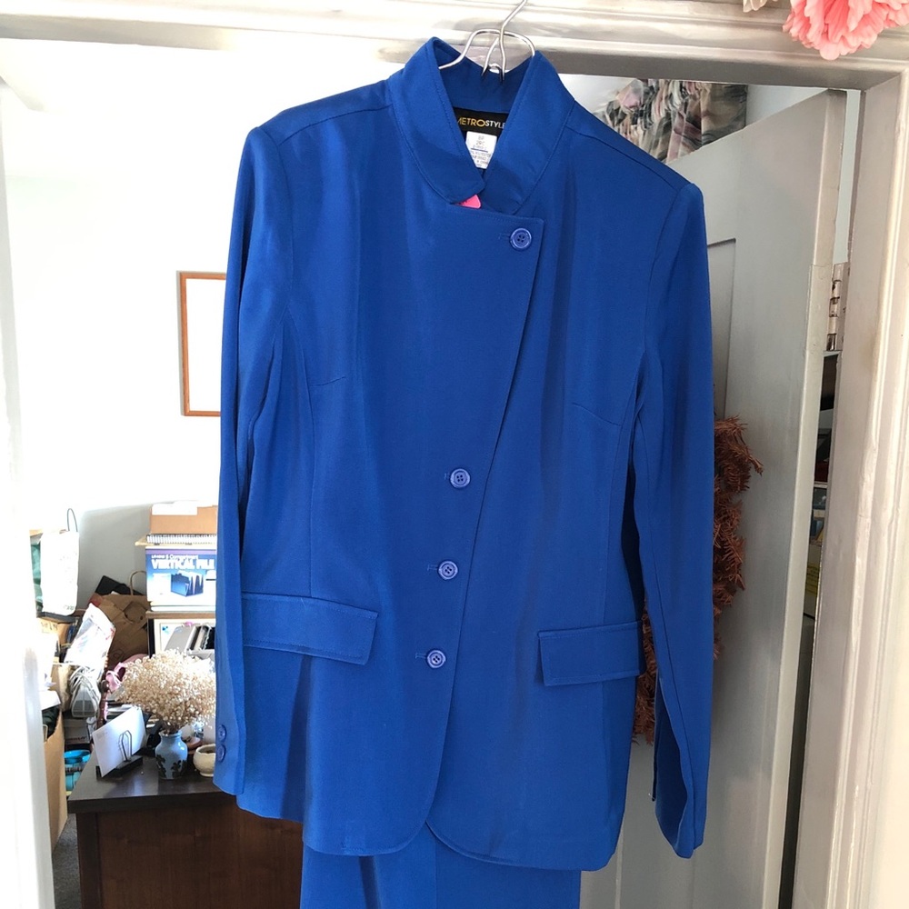 Women’s Pant Suit, Electric Blue, Petite